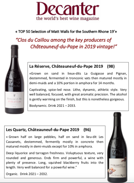 Clos du Caillou, vigneron phare du Millésime 2019! By Decanter